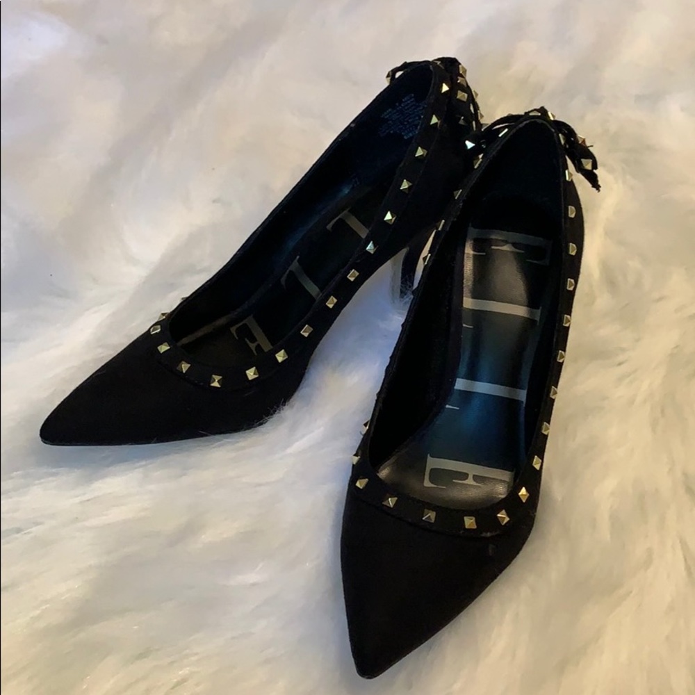 Gold studded black heels